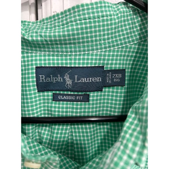 Ralph Lauren Mens Classic Fit Green Gingham Button Down Shirt 2XB - Picture 6 of 9